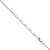 925 White Gold 2 mm Singapore Chain Necklace, Polished detail view