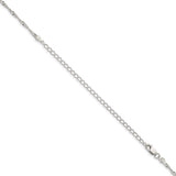 925 White Gold 2 mm Singapore Chain Necklace, Polished detail view