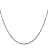 925 White Gold 2 mm Singapore Chain Necklace, Polished