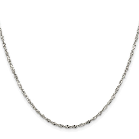 925 White Gold 2 mm Singapore Chain Necklace, Polished
