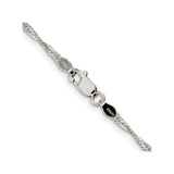 925 White Gold 2 mm Singapore Chain Necklace, Polished alternate angle
