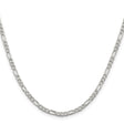 925 White Gold 3 mm Figaro Chain Necklace, Polished