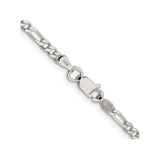 925 White Gold 3 mm Figaro Chain Necklace, Polished alternate angle