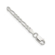 925 White Gold 3 mm Figaro Chain Bracelet, Polished shown for scale