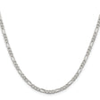 925 White Gold 3 mm Figaro Chain Necklace, Polished