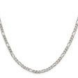 925 White Gold 4 mm Figaro Chain Necklace, Polished