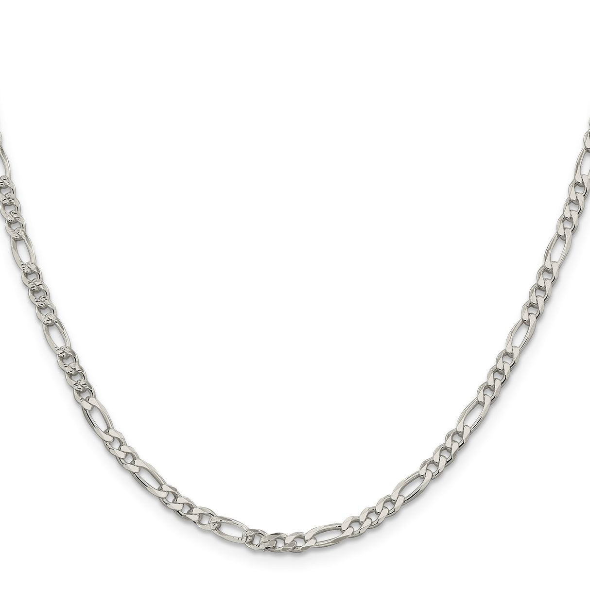 925 White Gold 4 mm Figaro Chain Necklace, Polished
