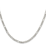 925 White Gold 4 mm Figaro Chain Necklace, Polished