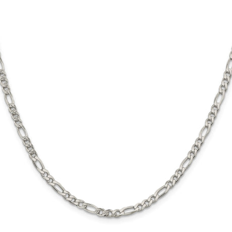 925 White Gold 4 mm Figaro Chain Necklace, Polished