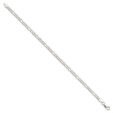 925 White Gold 4 mm Figaro Chain Anklet, Polished