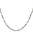 925 White Gold 4 mm Figaro Chain Necklace, Polished