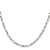 925 White Gold 4 mm Figaro Chain Necklace, Polished