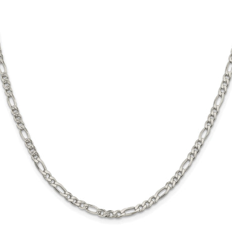 925 White Gold 4 mm Figaro Chain Necklace, Polished