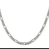 925 White Gold 4.75 mm Figaro Chain Necklace, Polished
