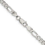 925 White Gold 4.75 mm Figaro Chain Necklace, Polished alternate angle