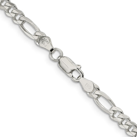 925 White Gold 4.75 mm Figaro Chain Necklace, Polished alternate angle