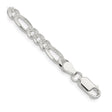 925 White Gold 4.75 mm Figaro Chain Bracelet, Polished shown for scale