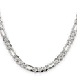 925 White Gold 5.5 mm Figaro Chain Necklace, Polished