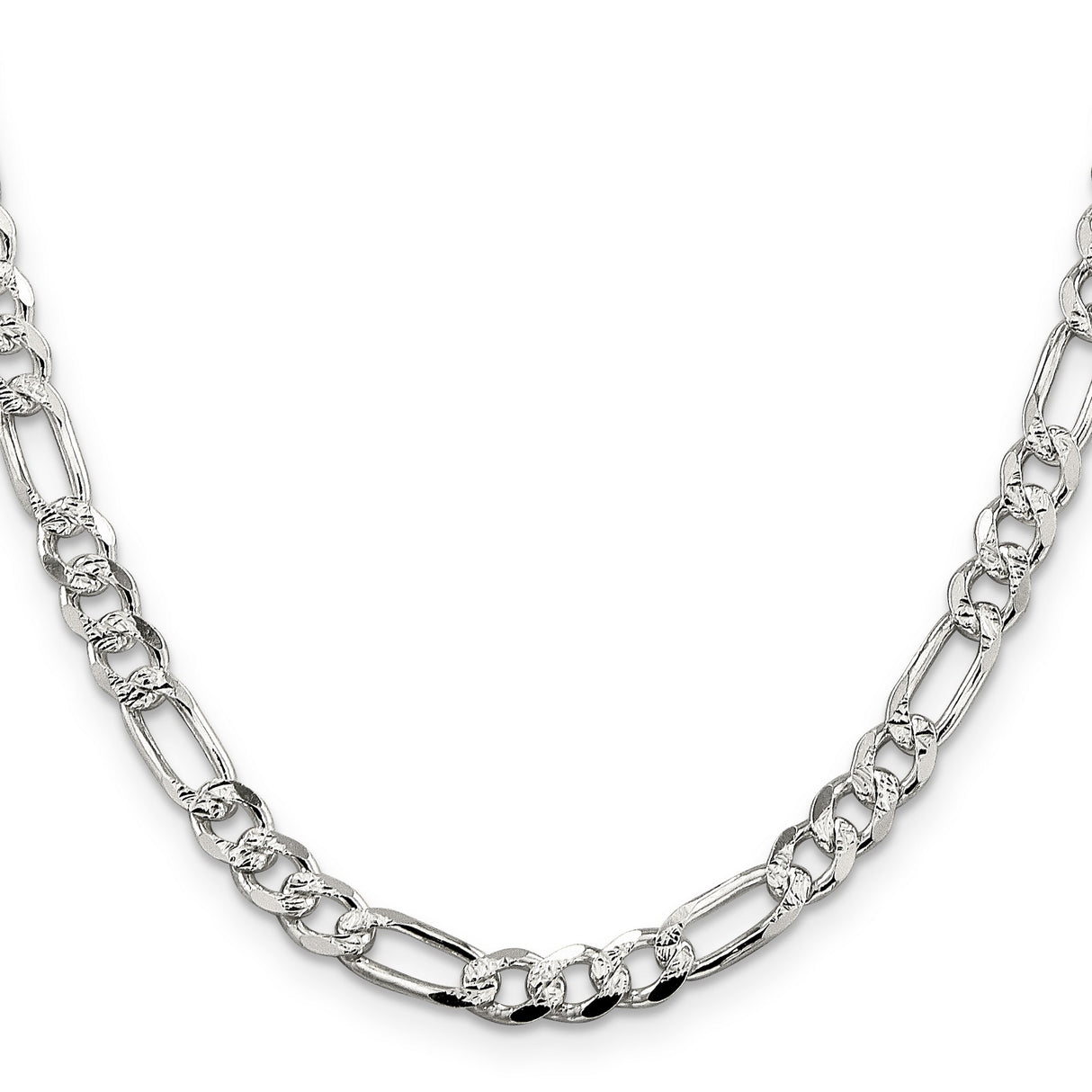 925 White Gold 5.5 mm Figaro Chain Necklace, Polished