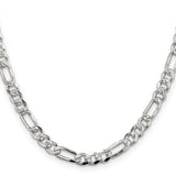 925 White Gold 5.5 mm Figaro Chain Necklace, Polished