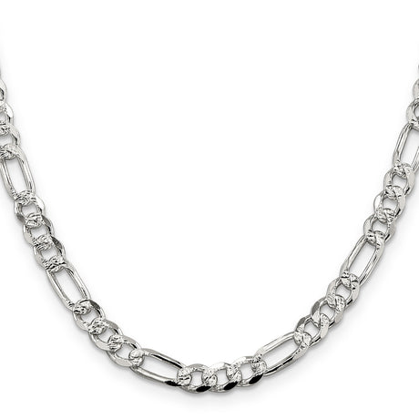 925 White Gold 5.5 mm Figaro Chain Necklace, Polished