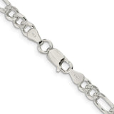 925 White Gold 5.5 mm Figaro Chain Necklace, Polished alternate angle