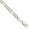 925 White Gold 5.5 mm Figaro Chain Anklet, Polished shown for scale