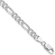 925 White Gold 5.5 mm Figaro Chain Anklet, Polished shown for scale