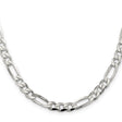 925 White Gold 7 mm Figaro Chain Necklace, Polished