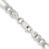 925 White Gold 7 mm Figaro Chain Necklace, Polished alternate angle