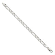 925 White Gold 7 mm Figaro Chain Anklet, Polished