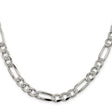925 White Gold 7.25 mm Figaro Chain Necklace, Polished