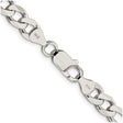 925 White Gold 7.25 mm Figaro Chain Anklet, Polished