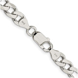 925 White Gold 7.25 mm Figaro Chain Necklace, Polished alternate angle
