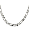 925 White Gold 7.25 mm Figaro Chain Necklace, Polished