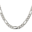 925 White Gold 8 mm Figaro Chain Necklace, Polished