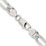 925 White Gold 8 mm Figaro Chain Anklet, Polished