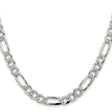 925 White Gold 8 mm Figaro Chain Necklace, Polished