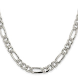 925 White Gold 8 mm Figaro Chain Necklace, Polished