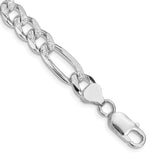 925 White Gold 8 mm Figaro Chain Bracelet, Polished shown for scale