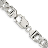 925 White Gold 9.5 mm Figaro Chain Bracelet, Polished alternate angle