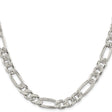 925 White Gold 9.5 mm Figaro Chain Necklace, Polished