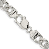 925 White Gold 9.5 mm Figaro Chain Necklace, Polished alternate angle