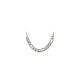 925 White Gold 10.5 mm Figaro Chain Necklace, Polished