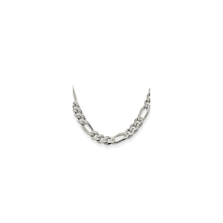 925 White Gold 10.5 mm Figaro Chain Necklace, Polished