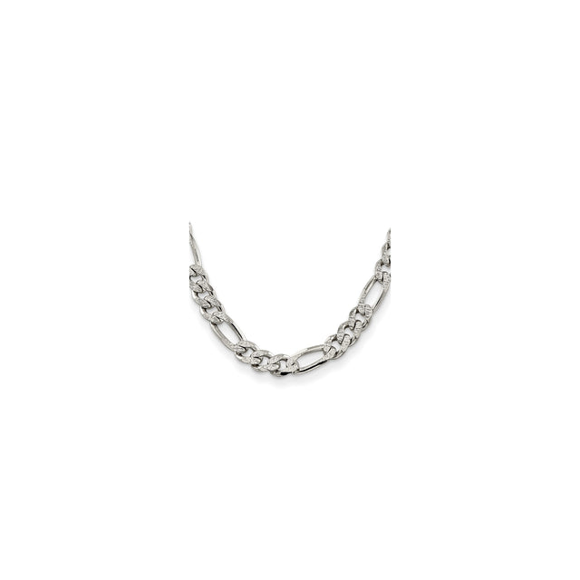 925 White Gold 10.5 mm Figaro Chain Necklace, Polished
