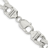 925 White Gold 10.5 mm Figaro Chain Necklace, Polished alternate angle