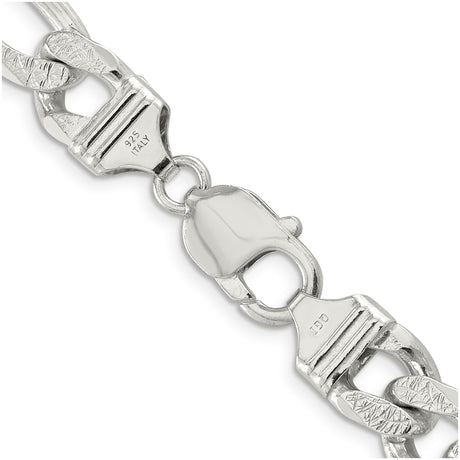 925 White Gold 10.5 mm Figaro Chain Necklace, Polished alternate angle