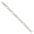 925 White Gold 10.5 mm Figaro Chain Bracelet, Polished