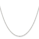925 White Gold 1.2 mm Figaro Chain Necklace, Polished